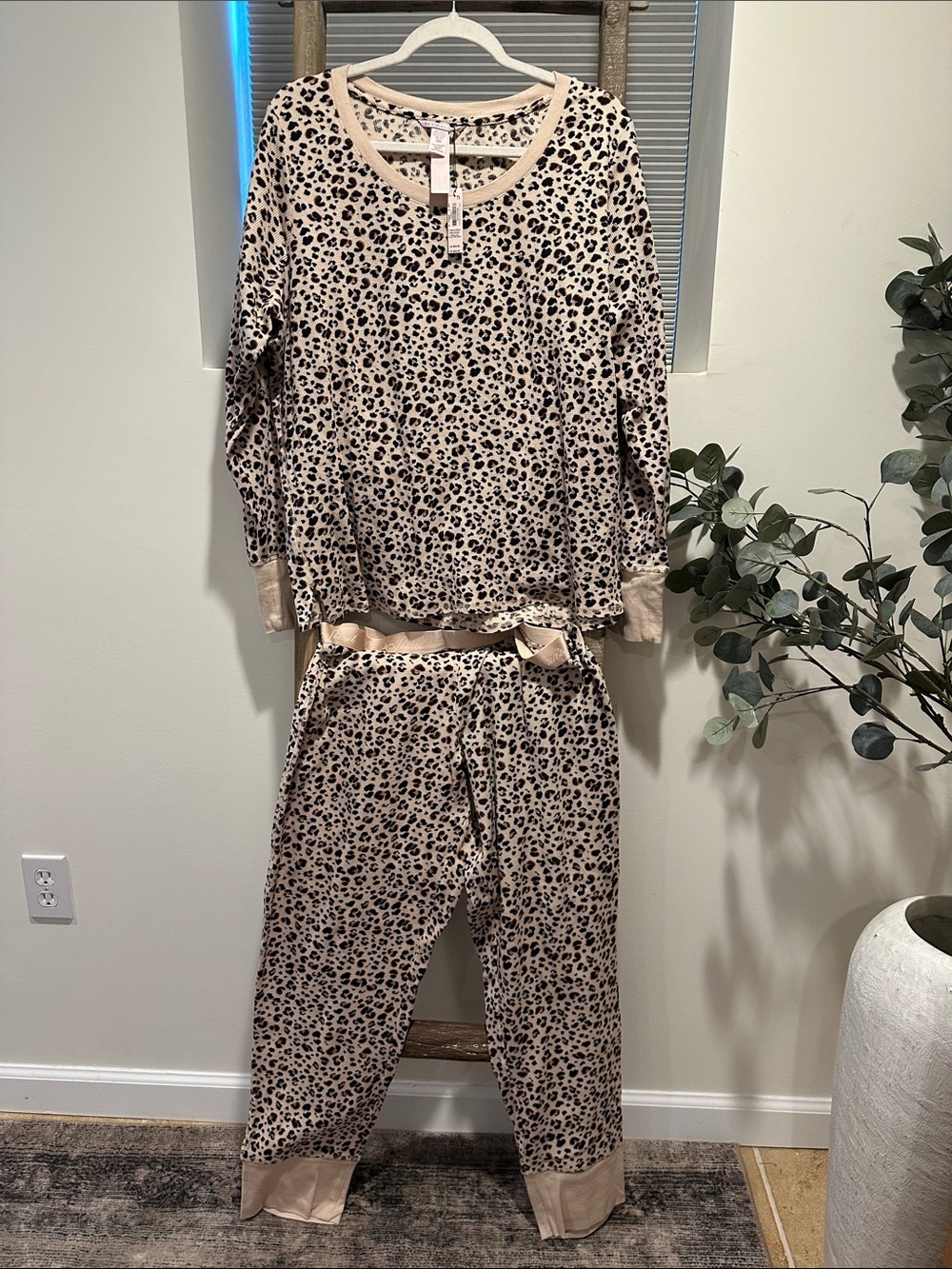 Victoria's Secret Beige Leopard Print Kids Pajama Set